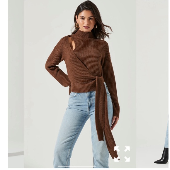 NWT ASTR SORA MOCK NECK CUTOUT TIE WAIST SWEATER - Picture 3 of 14